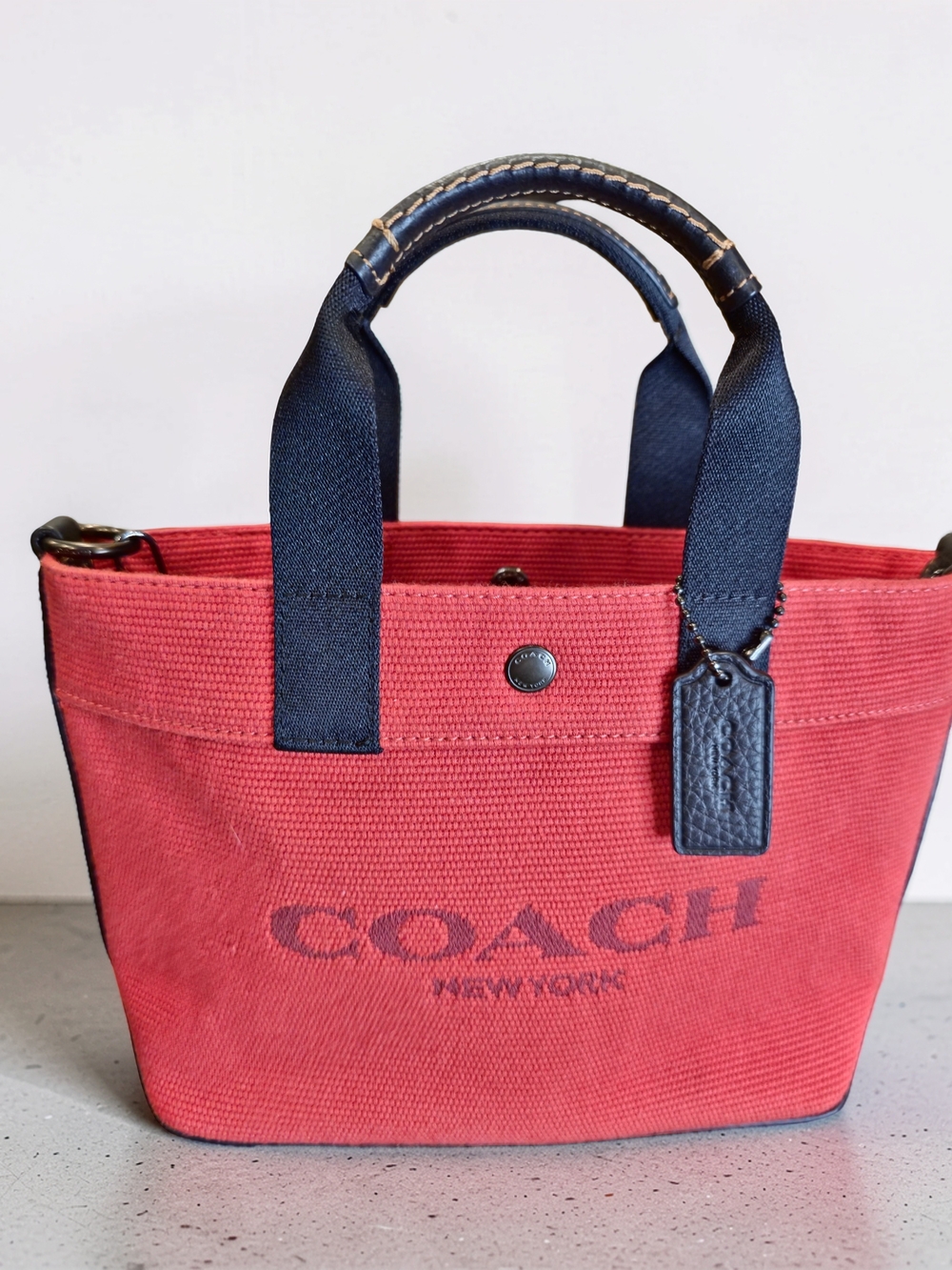 Coach Tote 20 In Colorblock Red Canvas Handbag